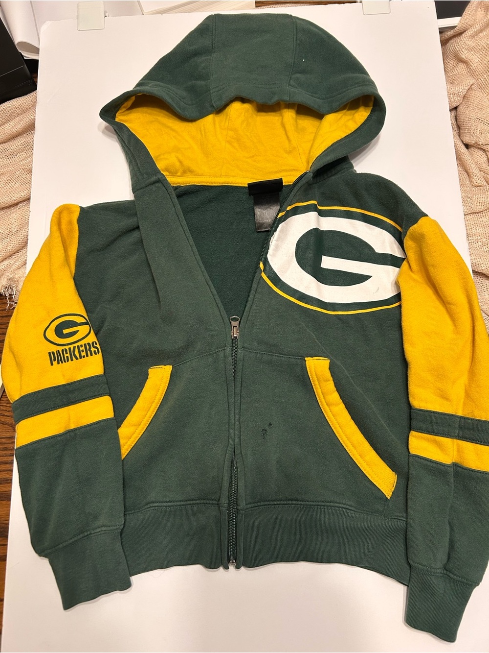 NFL Team Apparel Packers Color Block Youth Jacket in Green & Yellow